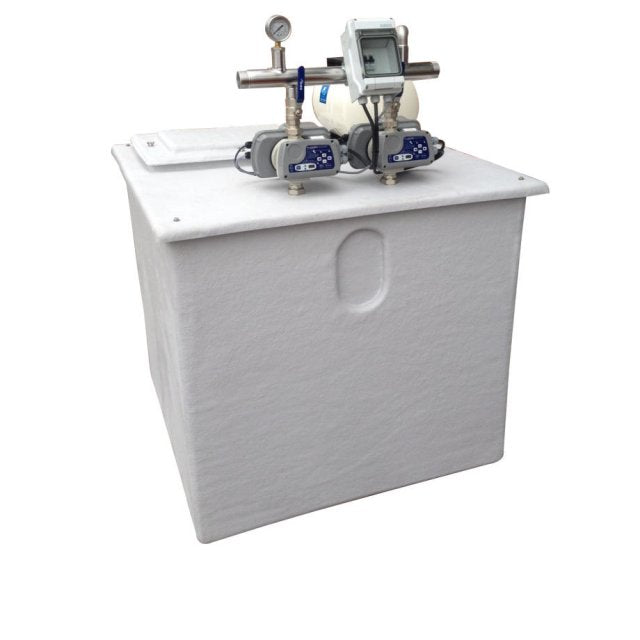 2501 Litre GRP Water Tank with a Twin Pump Booster Set