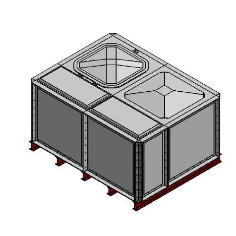 3000 Litre GRP Sectional Water Tank, 2x1.5x1 Internally Flanged Base (IFB)