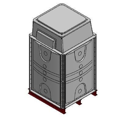 1500 Litre GRP Sectional Water Tank, Internally Flanged Base AB Airgap