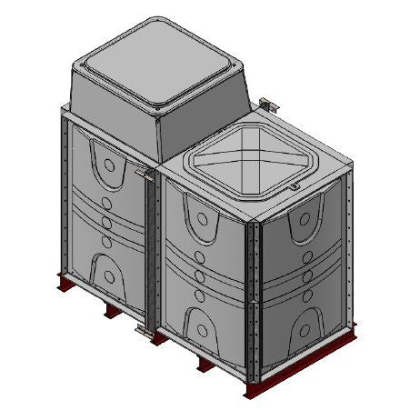 3000 Litre GRP Sectional Water Tank, 2x1x1.5 Internally Flanged Base, AB Airgap (IFB)