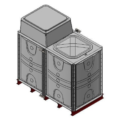 3000 Litre GRP Sectional Water Tank, 2x1x1.5 Internally Flanged Base, AB Airgap (IFB)