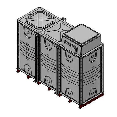 6000 Litre GRP Sectional Water Tank, 3x1x2 Internally Flanged Base, AB Airgap (IFB)