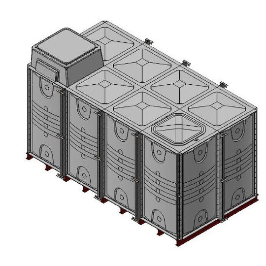 16000 Litre GRP Sectional Water Tank, Internally Flanged Base, AB Airgap (IFB)
