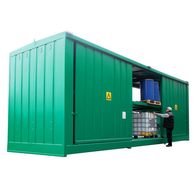 Steel Bunded IBC, Drum Store, DPU96-24, Holds 96 drums or 24 IBC's.
