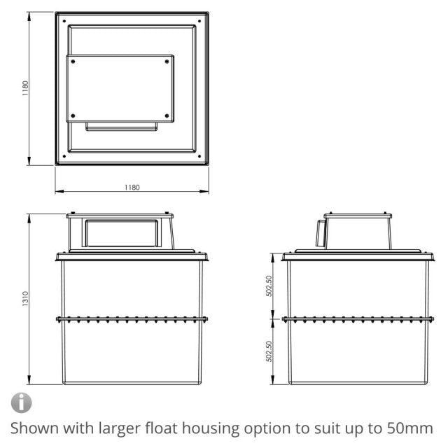 1050 Litre Type AB Air Gap GRP Water Tank - Two Piece Insulated, Cat 5
