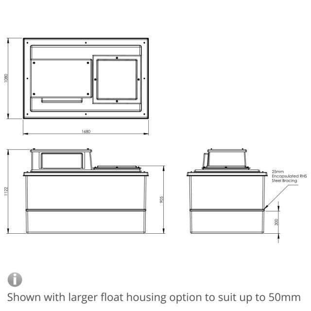 1135 Litre Type AB Air Gap GRP Water Tank, Insulated, Cat 5