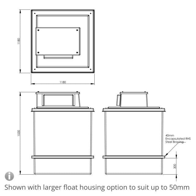 1220 Litre Type AB Air Gap GRP Water Tank, Insulated, Cat 5