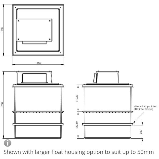 1220 Litre Type AB Air Gap GRP Water Tank - Two Piece Insulated, Cat 5