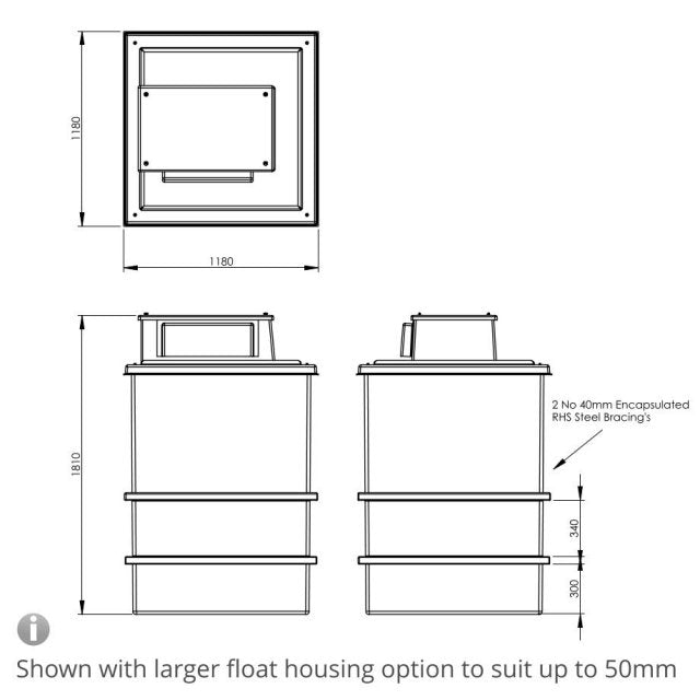 1501 Litre Type AB Air Gap GRP Water Tank, Insulated, Cat 5