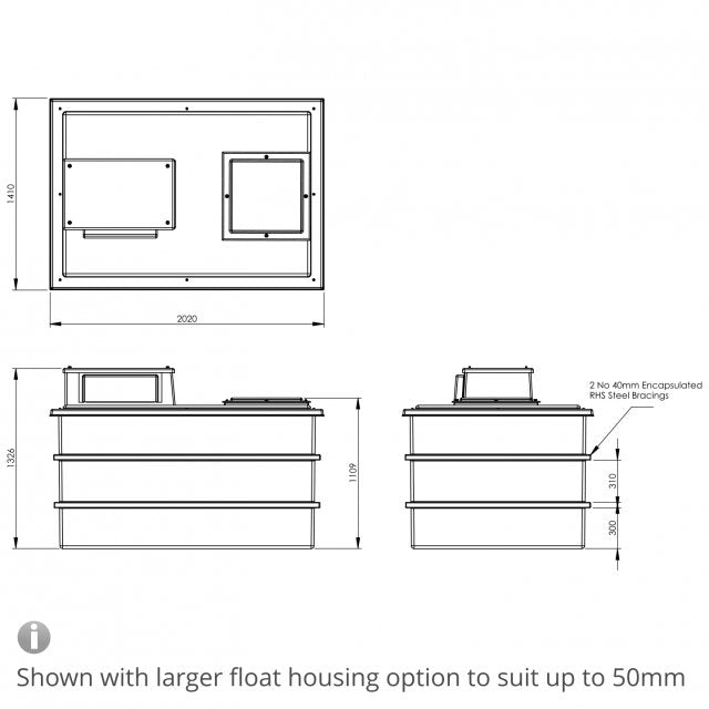 2272 Litre Type AB Air Gap GRP Water Tank, Insulated, Cat 5