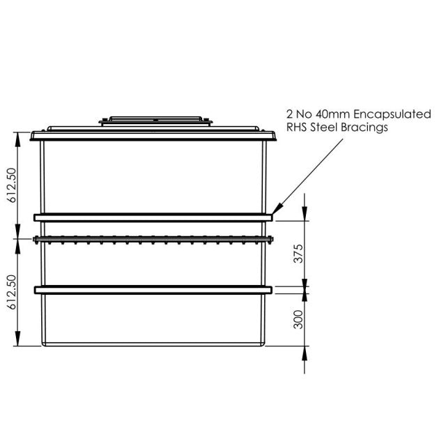 2726 Litre GRP Water Tank - Two Piece Insulated