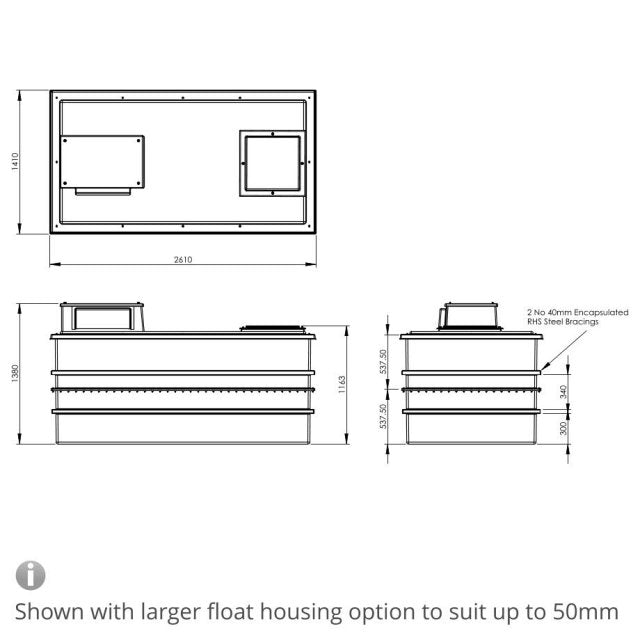 3185 Litre Type AB Air Gap GRP Water Tank - Two Piece Insulated, Cat 5