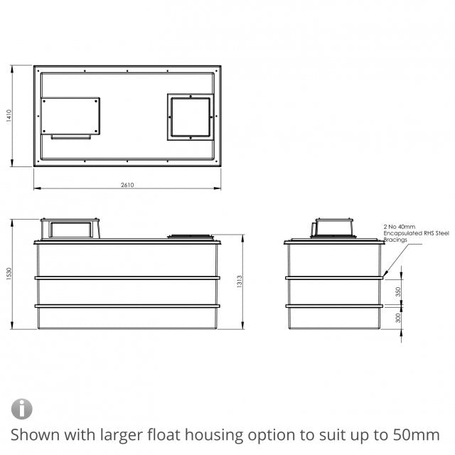 3636 Litre Type AB Air Gap GRP Water Tank, Insulated, Cat 5