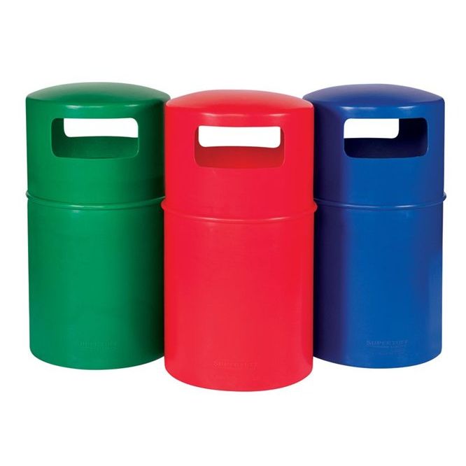 Hooded litter bin with lid and plastic liner