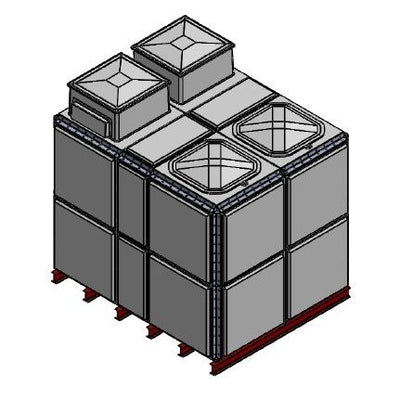 12249 Litre GRP Sectional 2.5x2x2 Water Tank, Totally Internally Flanged, Divided, AB Airgap