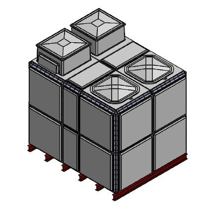 12249 Litre GRP Sectional 2.5x2x2 Water Tank, Totally Internally Flanged, Divided, AB Airgap