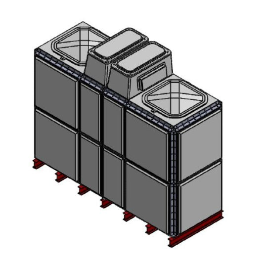 7788 Litre GRP Sectional 3x1x2 Water Tank, Totally Internally Flanged, Divided, AB Airgap