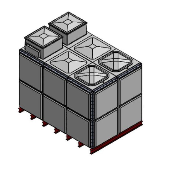 14560 Litre GRP Sectional 3x2x2 Water Tank, Totally Internally Flanged, Divided, AB Airgap
