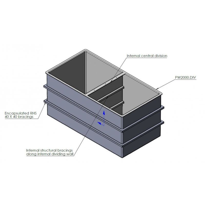 1125 litre divided grp tank