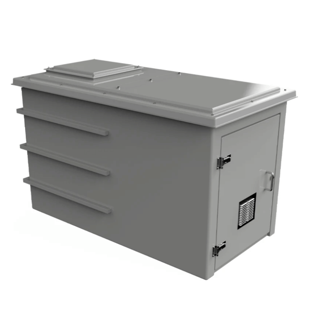 CUCOMP.2501-1250 grp grey combination unit. Single cabinet door with breathable vent. On a white background.