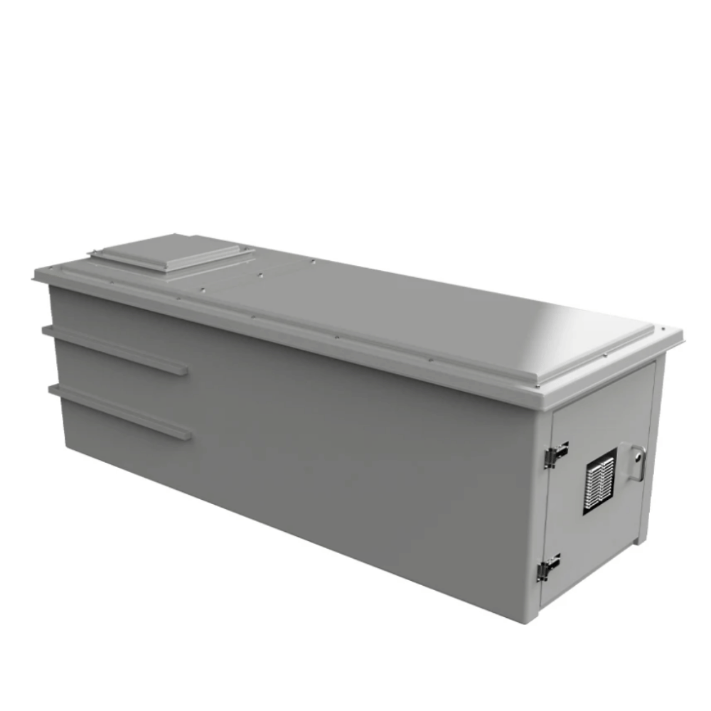CUCOMP.3000-1000 grey GRP combination unit, single cabinet door with breathable vent. On a white background
