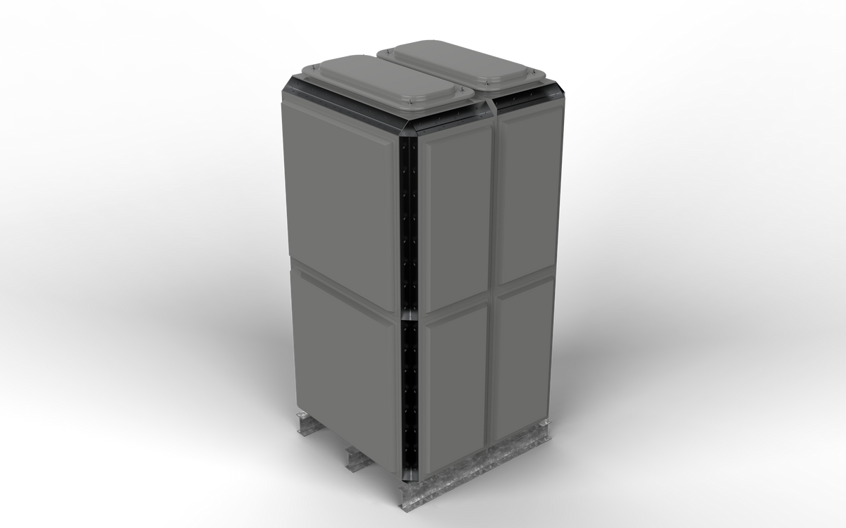 2843 Litre GRP Sectional Water Tank, Totally Internally Flanged (TIF) Divided (0.5+0.5) 1x1x2