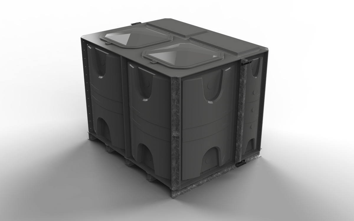 4500 Litre GRP Sectional Water Tank, Internally Flanged Base (IFB) Divided 2x1.5x1.5