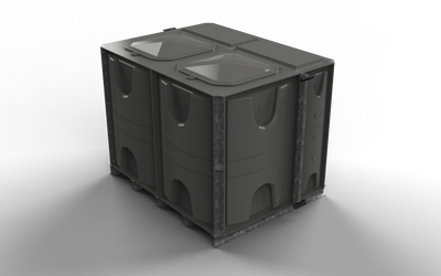 4500 Litre GRP Sectional Water Tank, Internally Flanged Base (IFB) Divided 2x1.5x1.5