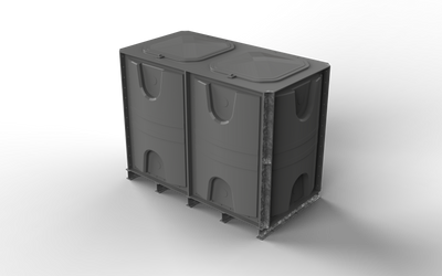 3000 Litre GRP Sectional Water Tank, Internally Flanged Base (IFB) Divided 2x1x1.5