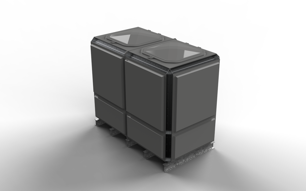 4079 Litre GRP Sectional Water Tank, Totally Internally Flanged (TIF) Divided 2x1x1.5