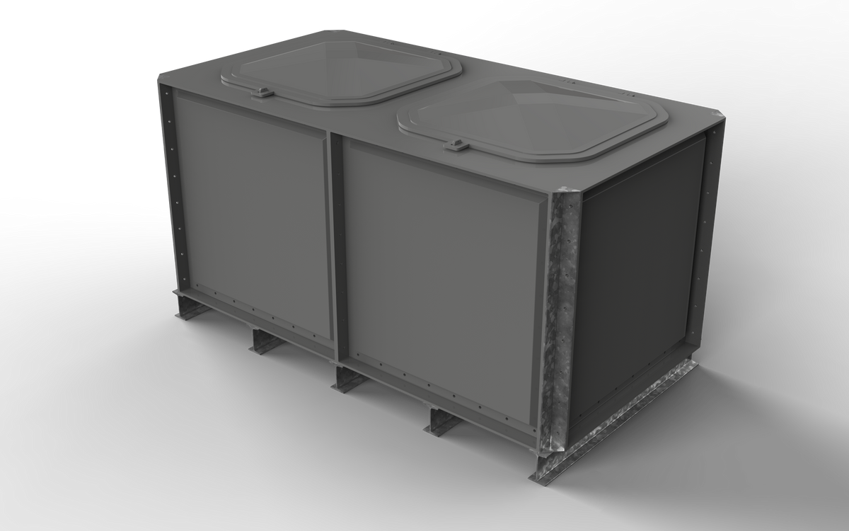 2000 Litre GRP Sectional Water Tank, Internally Flanged Base (IFB) Divided 2x1x1