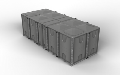 5m x 2m x 1m GRP sectional divided tank