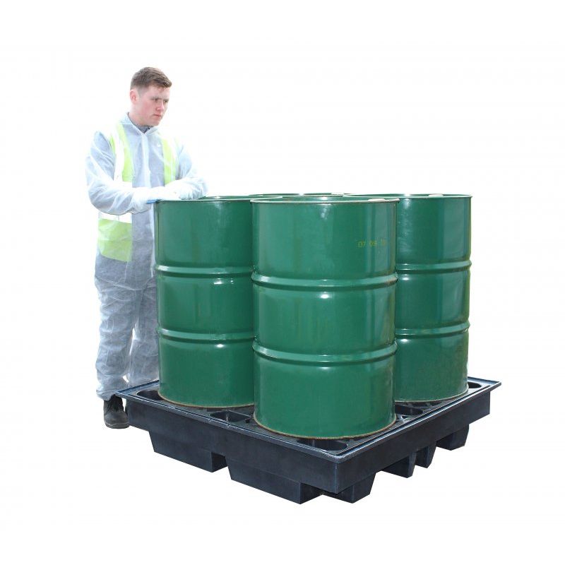 4 Drum Spill Pallet Recycled, Low Profile holding 4 drums
