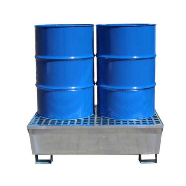 Galvanised Steel 2 IBC Spill Pallet, front image