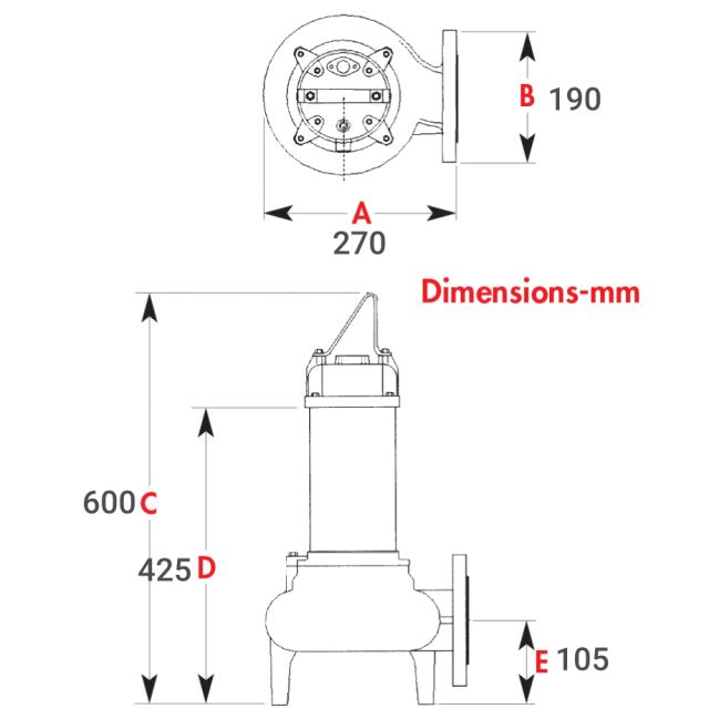 Hippo 65-200 Sewage Pump, Horizontal Discharge