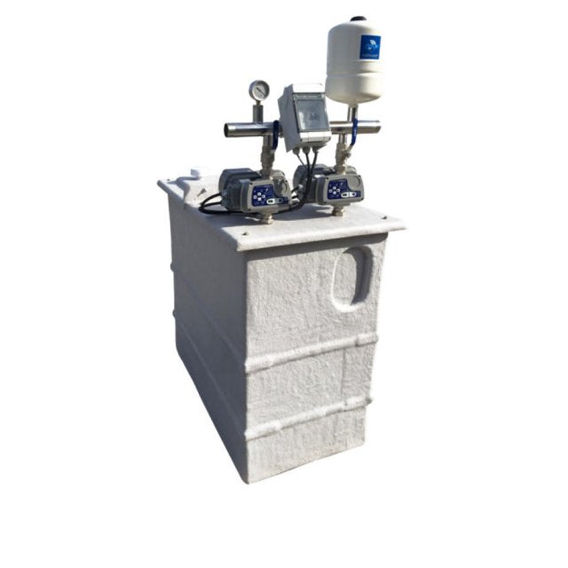 500 Litre GRP Water Tank with a Twin Pump Booster Set