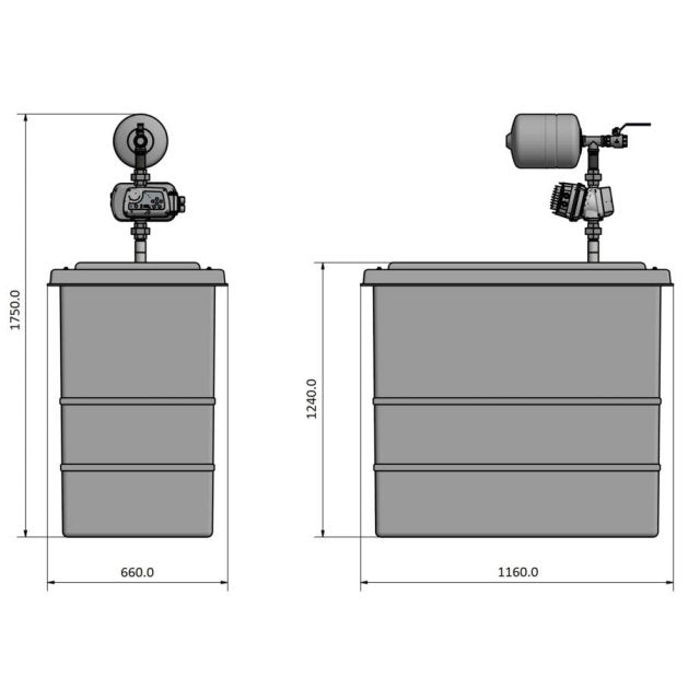 1050 Litre GRP Water Tank Twin Set