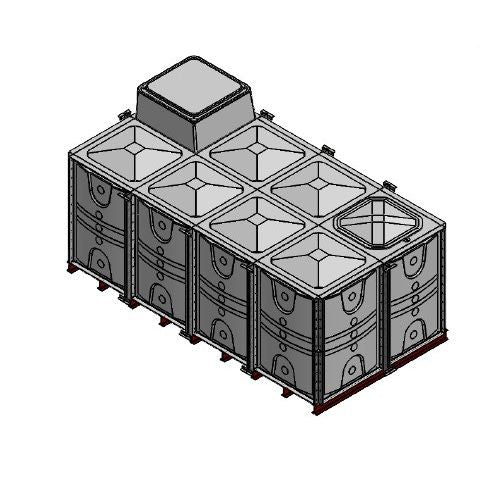 12000 Litre GRP Sectional Water Tank, Internally Flanged Base, AB Airgap (IFB)
