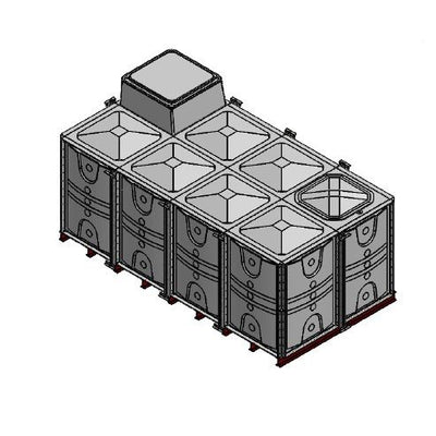 12000 Litre GRP Sectional Water Tank, Internally Flanged Base, AB Airgap (IFB)