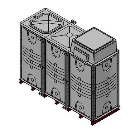 6000 Litre GRP Sectional Water Tank, 3x1x2 Internally Flanged Base, AB Airgap (IFB)