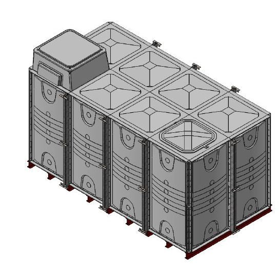 16000 Litre GRP Sectional Water Tank, Internally Flanged Base, AB Airgap (IFB)