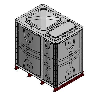 2250 Litre GRP Sectional Water Tank, Internally Flanged Base (IFB) Divided