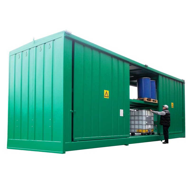Steel Bunded IBC, Drum Store, DPU96-24, Holds 96 drums or 24 IBC's.
