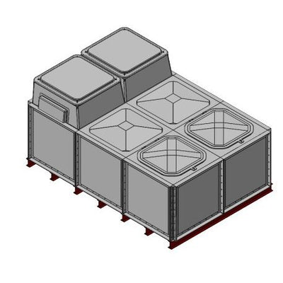 6000 Litre GRP Sectional Water Tank, Internally Flanged Base, Divided, AB Airgap