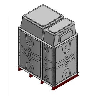2250 Litre GRP Sectional Water Tank, Internally Flanged Base, Divided, AB Airgap