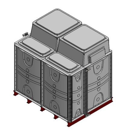 4500 Litre GRP Sectional Water Tank, Internally Flanged Base, Divided, AB Airgap
