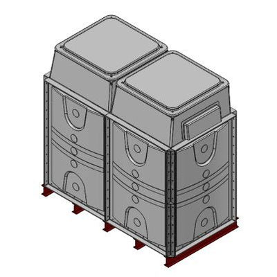3000 Litre GRPSectional Water Tank (2x1x1.5), Internally Flanged Base, Divided, AB Airgap
