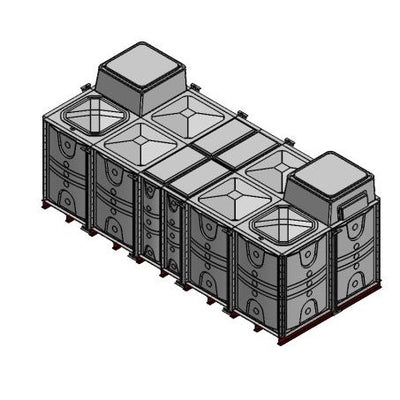 15000 Litre GRP Sectional Water Tank, Internally Flanged Base, Divided, AB Airgap