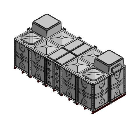 15000 Litre GRP Sectional Water Tank, Internally Flanged Base, Divided, AB Airgap