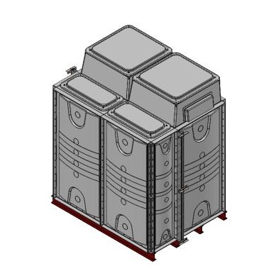 6000 Litre GRP Sectional 2x1.5x2 Water Tank, Internally Flanged Base, Divided, AB Airgap